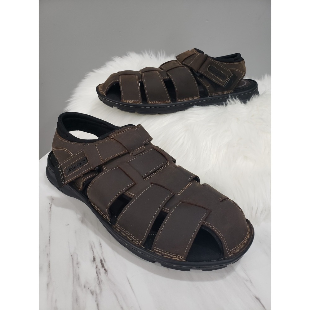 NEW NO BOX SIZE 12 Rockport Men's Darwyn Fisher Brown Fisherman Sandals